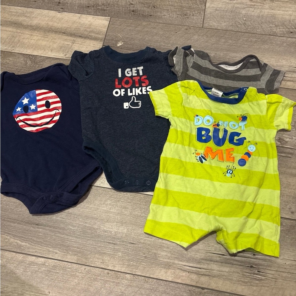 Striped Green and Navy Kids One Piece Set